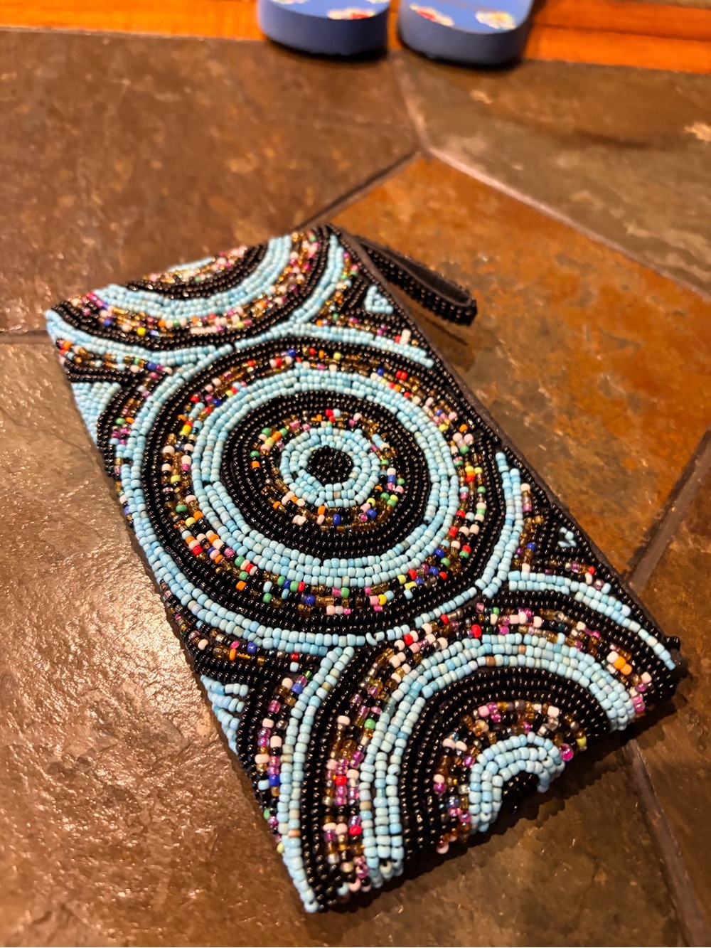 Source Unknown Multicolor Beaded Wristlet - Black & Light Blue